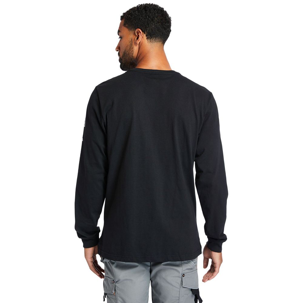 Timberland Mens T-Shirts PRO® Logo Sleeve Base Plate Wicking - Black - India HZ0854739